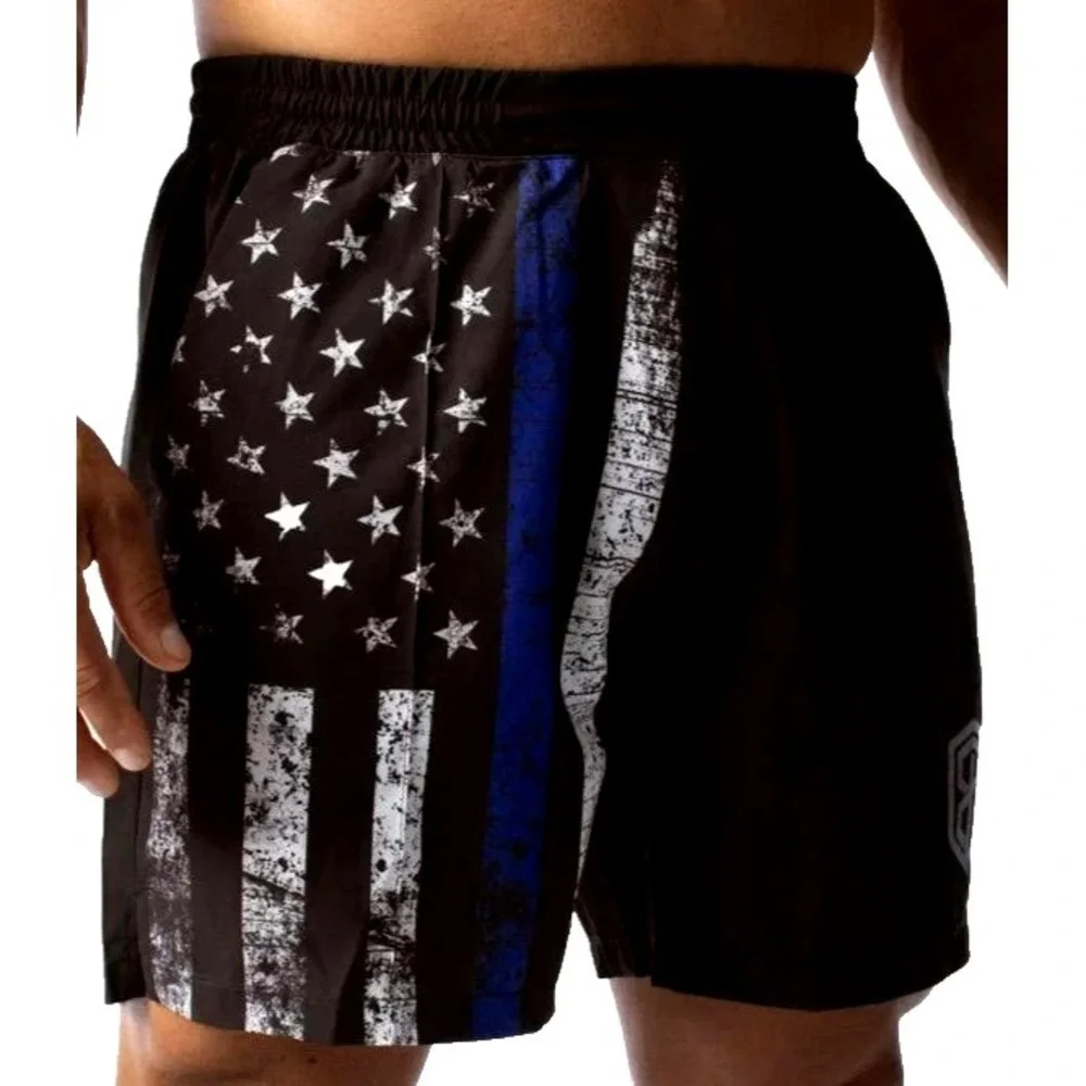 Born Primitive Defender Thin Blue Line Training Shorts Men's S  Black NWT